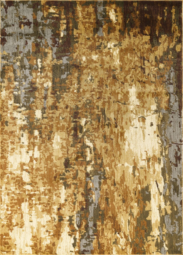 English Elm Joy Abstract Earthy Area Rug in Chestnut Moss and Sand Tones for Living Dining Rooms B186P452319