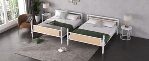 English Elm Twin Xl Metal Bunk Bed Detachable Industrial Frame with Guard Rails for Teens W2580P421569