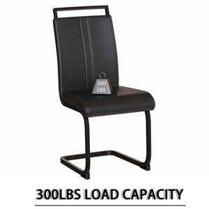 English Elm 63" Modern Industrial Brown Mdf Dining Table & 4 Pu Armless Chairs Set With Black Metal Legs W2189S00663