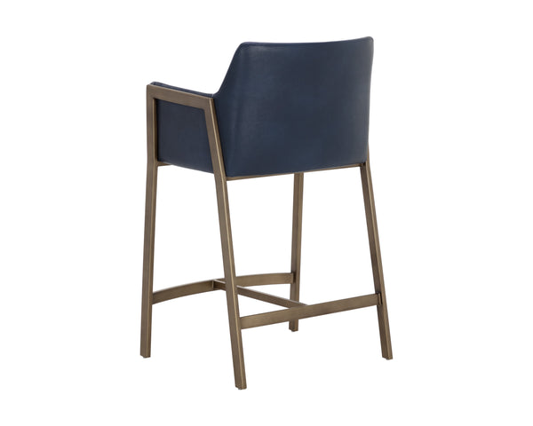 Sunpan Bernadette Stylish Barstool with Antique Brass Frame and Durable Faux Leather for Chic Interiors Bravo Admiral