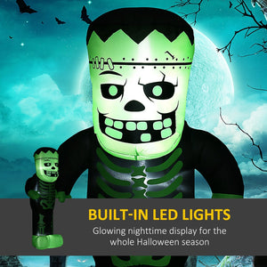 English Elm Outdoor 8 Foot Tall Halloween Skeleton Frankenstein Inflatable with Led Yard Display T3971P382542
