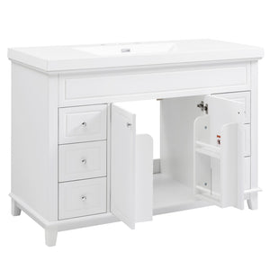 English Elm [video] 48 Inch Freestanding Bathroom Vanity Pine Legs Resin Sink Six Soft Close Drawers N759S351752K