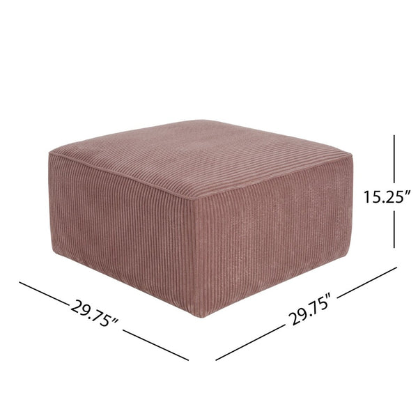 English Elm Upholstered Corduroy Square Ottoman Plywood Frame Sectional Footrest for Living Room Pink N757P414087P