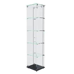 English Elm Premium 5-Tier Glass Display Case With Led Lighting, Stylish Design For Collectibles, Home & Office W2700P353066-GIGA
