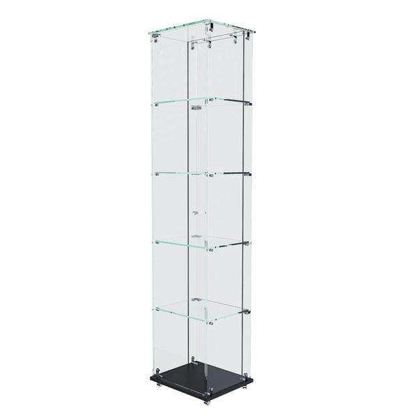 English Elm Premium 5-Tier Glass Display Case With Led Lighting, Stylish Design For Collectibles, Home & Office W2700P353066-GIGA