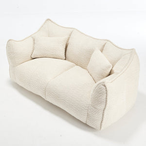 English Elm Soft Plush Foam Beanbag Chair for Two People, Square Recliner Sofa With Superfiber Comfort Embrace Beige W1996P252271