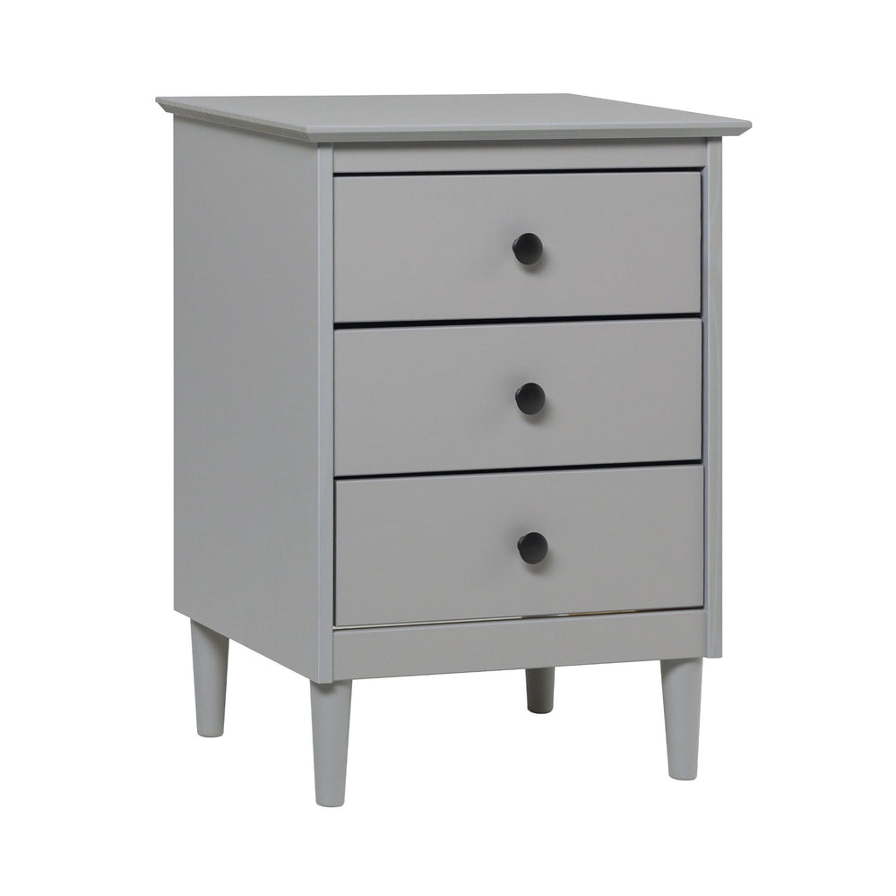 English Elm Walker Edison - Classic Solid Wood 3-Drawer Nightstand Grey – Solid Pine, Modern Black Pulls, Ample Closed Storage B185P168928