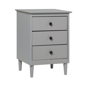 English Elm Walker Edison - Classic Solid Wood 3-Drawer Nightstand Grey – Solid Pine, Modern Black Pulls, Ample Closed Storage B185P168928