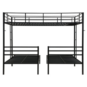 English Elm Full Triple Bunk Bed With Metal Frame, Safety Rails, Vertical Ladder & Storage For Kids' Rooms W311S00058
