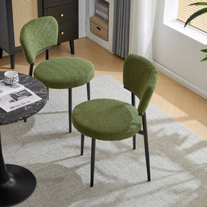 English Elm Christopher Knight Home® - Upholstered Modern Dining Chair Set of 2 with Soft Fabric Seats, Sturdy Metal Legs for Comfort & Style Black+Green N772P242368G