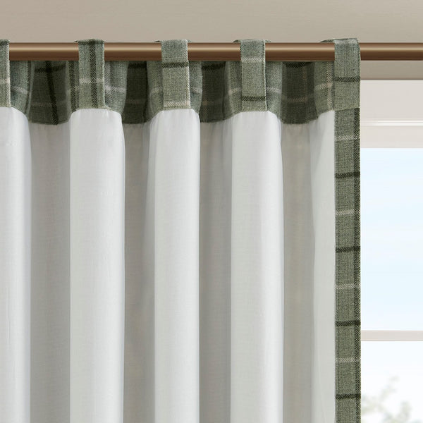 English Elm Plaid Heavyweight Rod Pocket & Back Tab Curtain Panel with Fleece Lining Green 50x95 Insulated Multicolor 11.81 L x 4.72 W x 7.48 H B035P148393