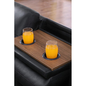 English Elm Black Faux Leather L Shaped Sectional with Cup Holders Nailhead Trim Storage Black B2730S00026