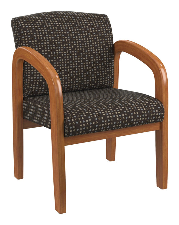 OSP Home Furnishings Medium Oak Wood Visitor Chair with Lumbar Support Taupe Upholstery for Office Waiting Cocoa WD380-K104