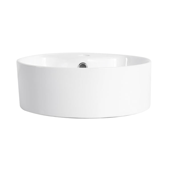 English Elm Ceramic Above-Counter Bathroom Sink Basin - Elegant Glossy White Design For Modern Spaces W999P363287