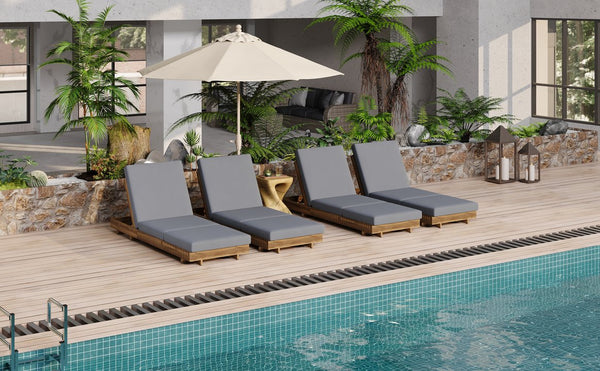 English Elm Christopher Knight Home® - Outdoor Chaise Lounge Chair Crafted from Acacia Solid Wood with 6-Position Recline, Breathable Slat Design for Poolside Comfort and Durable Weather Resistance Teak N770P281696T