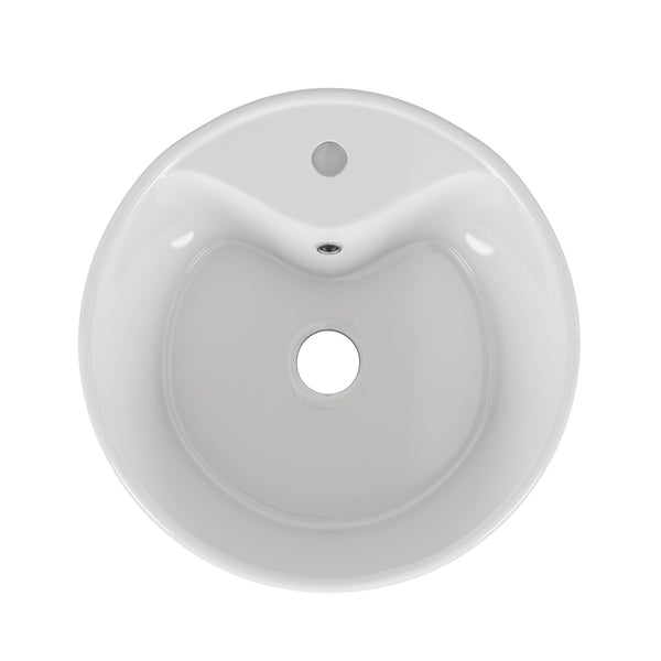 English Elm Bathroom Ceramic Vessel Sink Round Glossy White Bowl Above Counter Vanity Basin W3151P266231