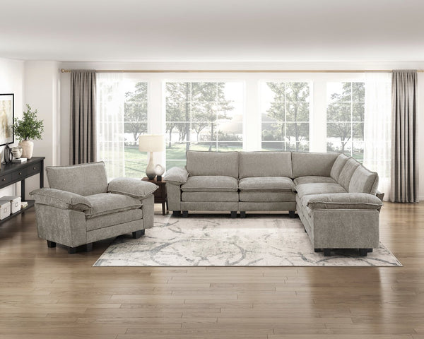 English Elm Modern Armless Chair Chenille Upholstery with Pocket Coil Support, Removable Covers, Plywood Frame, Chic Feet Brown+Gray,Pewter 34.5 L x 29 W x 8.5 H B011P353079