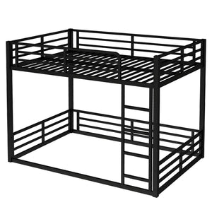 English Elm Metal Full-Over-Full Bunk Bed Frame - Heavy-Duty, Noise-Reduced Design For Kids And Adults In Black W1580S00158