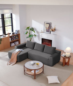 English Elm 105" Cloud Modular Sectional Corduroy Upholstered Deep Seat Sofa for Living Room W3975S00011
