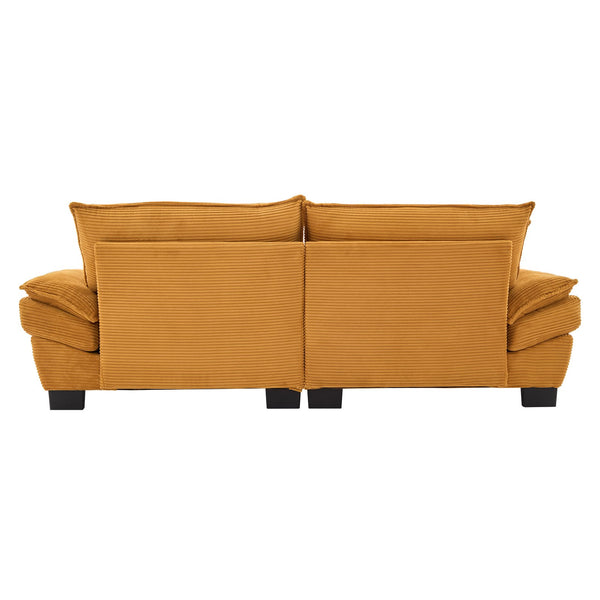 English Elm Corduroy Stylish Sleeper Sofa Loveseat with Dual-Layer Cushions & Two Support Pillows, Sturdy Frame Yellow W676P184141