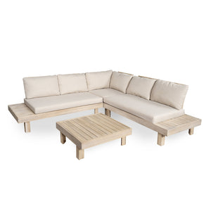 English Elm Christopher Knight Home® - Topia Acacia 4-Piece Outdoor Sectional Set With Cushions, Built-In Tables & Weather-Resistant Design N773OS00050S