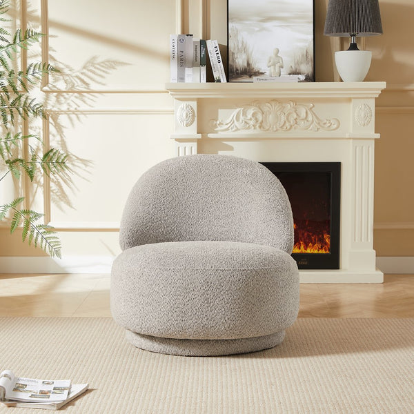 English Elm Accent chair with 360° Swivel, Cloud-Like Upholstery, Compact Space-Saving Design, Supports 260 lbs Light Gray W820P265190