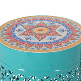 Christopher Knight Home® - Noble House - Cranbrook Outdoor Lace Cut Side Table with Tile Top