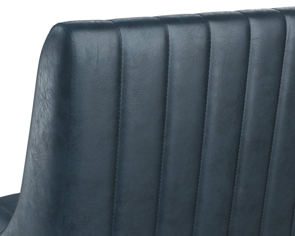 Sunpan Halden Office Chair - Urban Design with Bold Stitching and Rustic Bronze Base for Modern Workspaces Vintage Blue