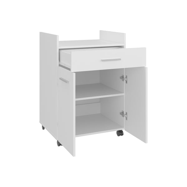 English Elm Derry White Coffee Cart with Drawer & Wheels — Engineered Wood Storage Cart for Kitchen & Living Room B092P309172