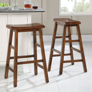 OSP Home Furnishings Tulsa 29" Saddle Stool - Set of 2 Wood Tone