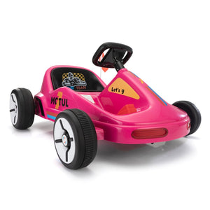 English Elm 12v Kids Electric Go Kart with Parental Remote Dual Motors Led Bluetooth Pedal Rose Red W2181P201029