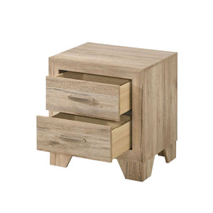 English Elm 2 Drawer Wood Nightstand with Tapered Legs and Natural Finish for Modern Bedrooms B016P256426