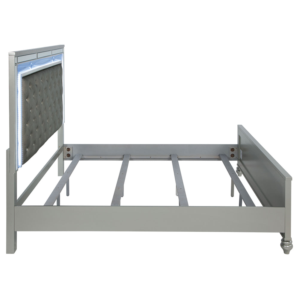 English Elm Karmen Glamorous Metallic Upholstered Eastern King Bed With Touch Lighting & Tufted Design Elegance B062S01101