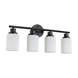 English Elm Modern 4-Light Vanity Bathroom Mirror Light, Frosted White Glass With Black Iron Frame, Contemporary Wall Sconce For Bedroom, Bathroom, and Dressing Room (Bulb Not Included)