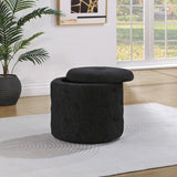 OSP Home Furnishings Erindale Round Storage Ottoman Onyx