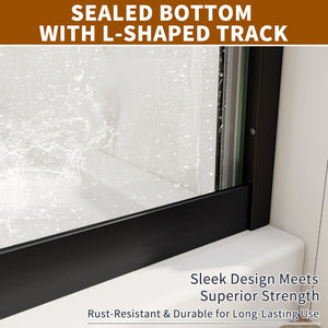 English Elm 50in. Barn Style Sliding Shower Door Matte Black Anodized Frame with Tempered Clear Glass W637123851