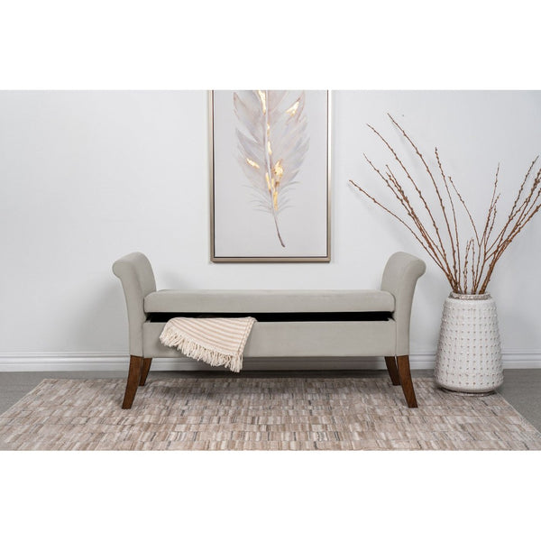 English Elm Pasley Velvet Button Tufted Rolled Arm Lift Top Storage Bench for Bedroom Entryway Beige B062P441161