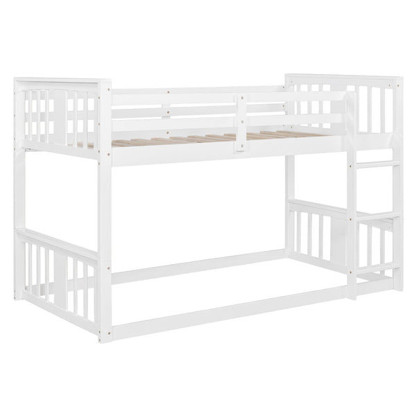 English Elm Twin Over Bunk Bed Solid Pine Frame Gray Finish with Guardrail for Kids N708P429640K
