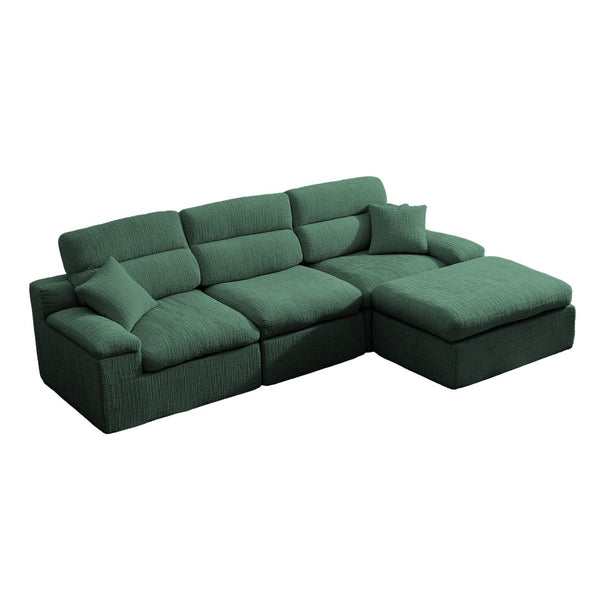 English Elm Corner Chenille Sectional Sleeper Sofa with High Back Support for Apartment Living Dark Green W5532S00037
