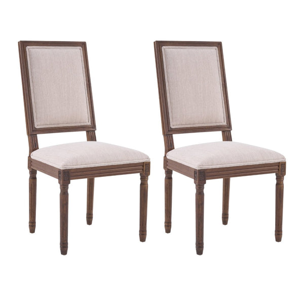 English Elm [set of 2] Cane Back Dining Chairs Rubberwood Fluted Legs French Provincial Style N767P263677B