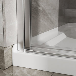 English Elm Goodyo 34"X72" Semi-Frameless Pivot Shower Door & Acrylic Base Combo For Modern Bathrooms Upgrade W1223S00016