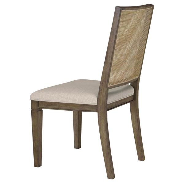 English Elm Jamie Mahogany Rectangular Dining Set with Rattan Chairs and Extension Leaf B062S01594