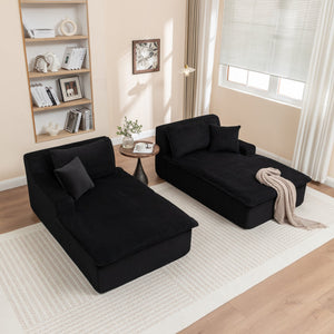 English Elm Chaise High-Density Foam Sleeper Chair – Corduroy Upholstered, No Assembly, Reversible Armrests Black W1170S00037