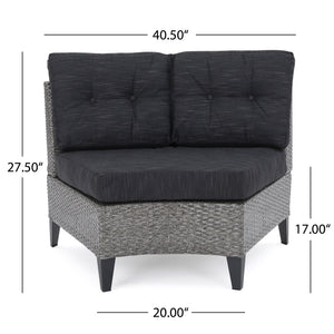 English Elm Christopher Knight Home® - PEMA Single Sofa Set of 2 - Mixed Grey Rattan, Iron Frame, Water-Resistant Black Cushions, Easy Assemble 59263.00MBK