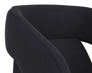 Sunpan Kendrick Wheeled Dining Armchair - Futuristic Design with Comfortable Seating and Cut-Out Armrests Abbington Black