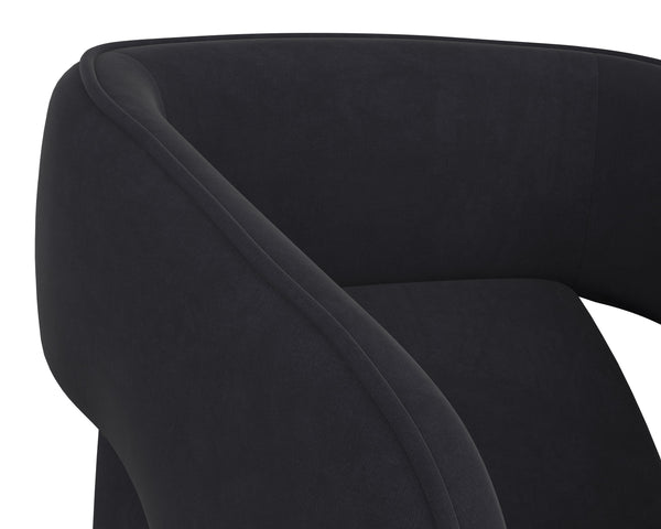 Sunpan Kendrick Wheeled Dining Armchair - Futuristic Design with Comfortable Seating and Cut-Out Armrests Abbington Black