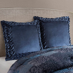 English Elm 1 Plush 26x26" Euro Sham Navy Velvet Decorative Throw Pillow Cover Luxurious Soft Texture B035P366515