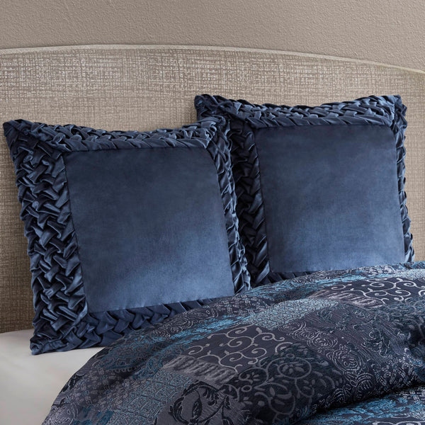 English Elm 1 Plush 26x26" Euro Sham Navy Velvet Decorative Throw Pillow Cover Luxurious Soft Texture B035P366515