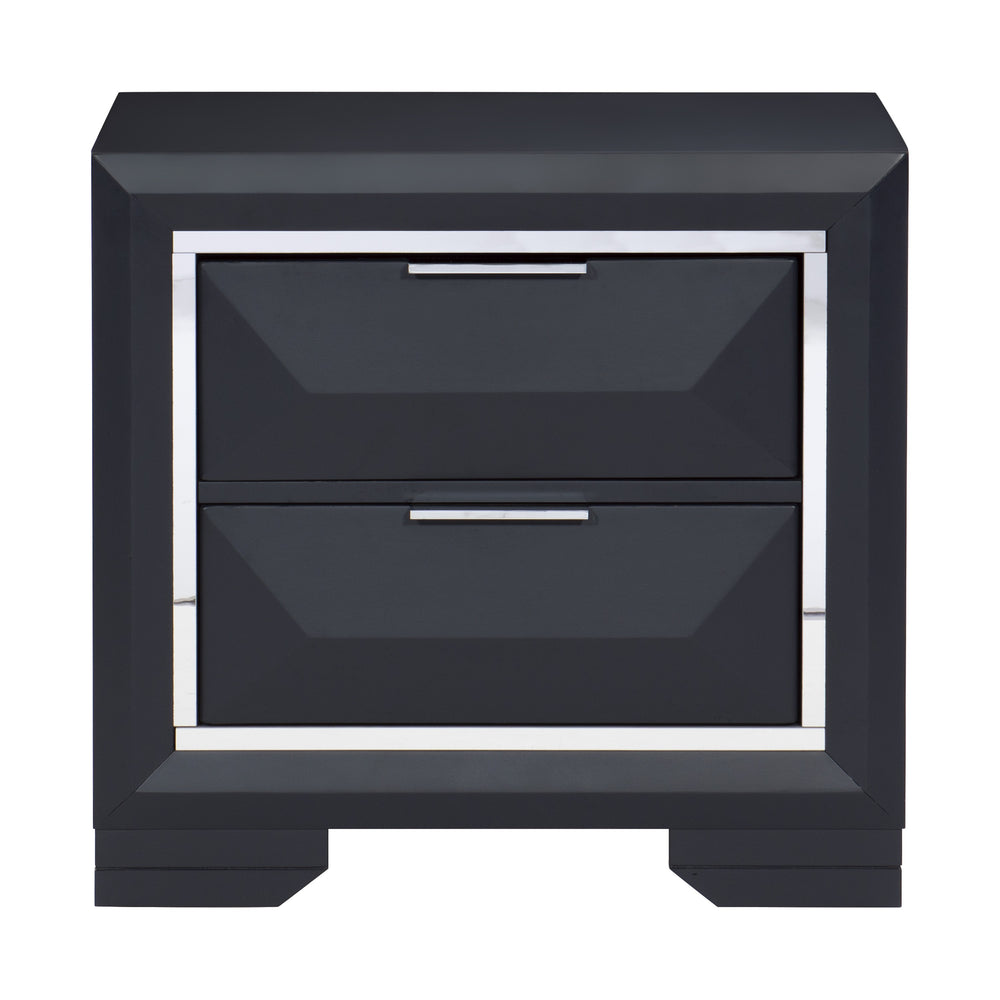 English Elm Modern Bedroom Nightstand Rosemont Two-Drawer Midnight Blue with Beveled Acrylic Trim and Chrome Accents, 27.5x17x26.5" B011P338089