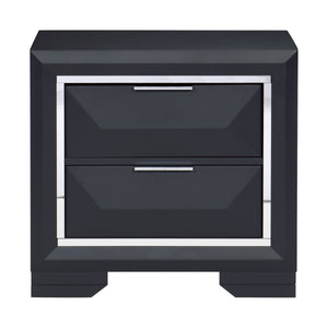 English Elm Modern Bedroom Nightstand Rosemont Two-Drawer Midnight Blue with Beveled Acrylic Trim and Chrome Accents, 27.5x17x26.5" B011P338089